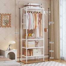 1pc Reinforced Metal Clothes Hanger Rack + Thickened Hook Combo, Independent Structure Saves Space, Smooth Coating Anti-Scratch & Wear-Resistant, Quick Assembly No Complex Tools, Black Fashionable Appearance Matches Various Decor, Stores Clothes, Shoes, Accessories All-In-One, Applicable To 92 Scenarios, 68 Household Recommended, Strong Load-Bearing Stable No Shaking, Keeps Space Neat And Organized - Multicolor - View 17