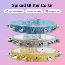 iDestry Dây dắt thú cưng phong cách Punk đính đinh tán, có thể điều chỉnh kích thước, dành cho chó mèo nhỏ và vừa, vòng cổ choker bằng kim loại có gai. - Nhiều màu - Xem 2