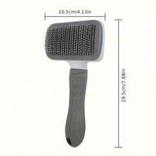 Pet Brush With Easy-Clean Button, Ergonomic Design Suitable For All Seasons, Effectively Detangles And Removes Loose Hair - Grey - View 3