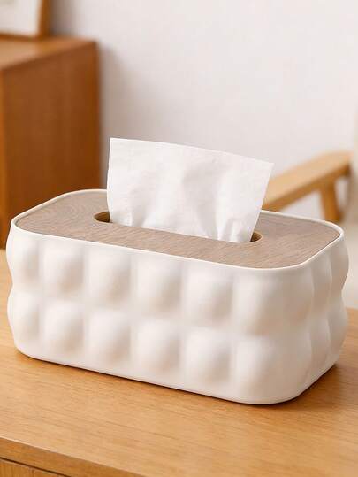 1pc Wooden Tissue Box, Napkin Dispenser With Wooden Lid, Tissue Storage For Bathroom, Kitchen, Office, Home, Bedroom Vanity, Tabletop