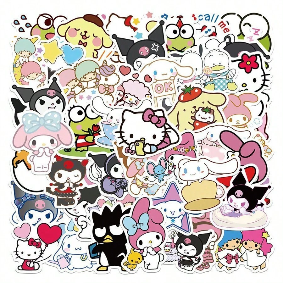 SANRIO 100张/套 可爱卡哇伊防水乙烯基动漫贴纸 趣味猫咪卡通贴纸 笔记本电脑装饰防水贴纸(部分图案随机) 圣诞节 圣诞礼物 游戏 圣诞装饰 热门礼物 男士礼物 游戏 派对游戏 动漫人物 微缩模型 小玩意 - 彩色 - 查看 1