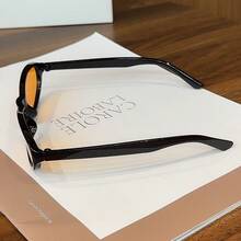 1 Pair Men's Fashion Acrylic Glasses, Street Hip-Hop Style, Brown Rectangular Frame, Suitable For Vacation, Outdoor Activities And Street Wear - Multicolor - View 9