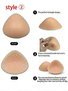 A Pair Silicone Bra Pads Non-Adhesive Reusable Push Up Breast Enhancer Unilateral Pad For Bra Cup Insert Backless Dress Wedding - Light Beige - View 8