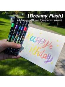 12/24/36/48 Colors Glitter Brush Markers, Dual-Tip Dual-Color 1-5mm Soft Brush Tip Glitter Markers, Suitable For Doodle, Writing, Glitter Art Craft, Adult DIY, Greeting Card Making, Office & School Supplies, Back To School - Multicolor - View 8