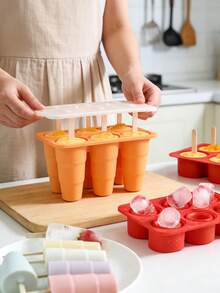 Molde de paletas de silicona de verano, molde de paletas de 6 cavidades y palitos, fabricante de helados de fácil liberación y reutilizable, adecuado para yogur congelado DIY, gelatina, paletas caseras - Multicolor - Ver 5