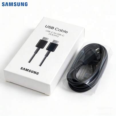  Samsung Dual USB-C Interface 5A Fast Charge Data Cable Global Version EP-DN975 Length Is 1M Up To 60W Power Support 60W/45W/25W Fast Charge Charger Suitable For Smart Phones, Tablets And Laptops