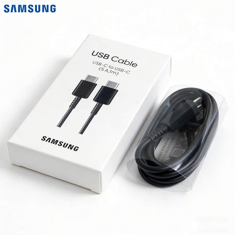 Samsung Dual USB-C 5A Fast Charging Data Cable, Global Version EP-DN975, 1M Length, Supports Up To 60W Power, Compatible With 60W/45W/25W Fast Chargers For Smartphones, Tablets And Laptops - Multicolor - View 1