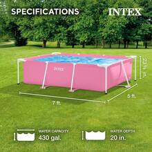Intex 28266EH 7'L X 5'W X 23-5/8"H Rectangular Metal Frame Above Ground Outdoor Backyard Swimming Pool, 439 Gallons Of Water, Pink - Rectangle - 查看 2