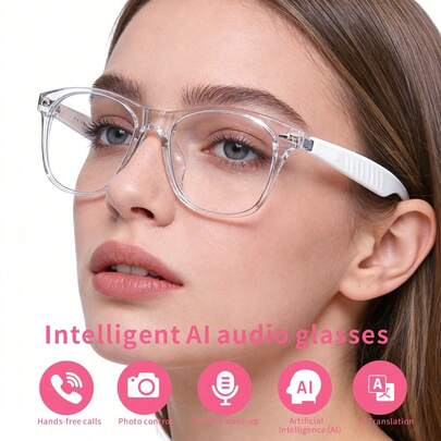 Gafas inteligentes con traducción en tiempo real, llamadas de voz, música inalámbrica, reproducción de música, asistente de IA integrado, regalo ideal para hombres y mujeres - Gafas inteligentes con funciones impulsadas por IA, audio inalámbrico y llamadas manos libres