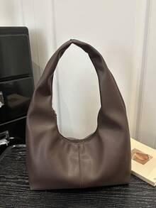 Túi đeo vai nữ cỡ lớn, màu trơn, kiểu dáng retro, túi đeo chéo đa năng, túi xách tay, túi công sở thường ngày cho nữ. - Cà phê - Xem 7