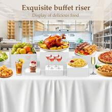 五面亚克力食品展示架 - 中空底座，适用于早餐、自助餐、婚礼、派对等场合 - 白色 - 查看 2