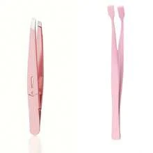 2件套不锈钢眉镊和睫毛夹套装，高精度化妆工具，用于修眉、卷翘睫毛和脱毛 - 彩色 - 查看 23