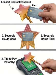 2D 3D Printed Magic Wand Style Contactless Payment, Contactless Payment Magic Wand, Starry Magic Wand, Magical Star Wand Contactless Payment Card Holder, Suitable For Card Payment Scenarios - View 4