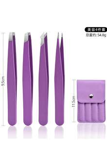 4件套不锈钢彩色镊子套装，高精度便携式眉毛及脱毛工具，化妆美容工具，紫色、粉色和黑色可选（1支/4支套装）。由于生产批次不同，包装袋内保护垫的位置随机，但不影响使用。价格实惠，适合作为圣诞礼物、化妆品及化妆工具礼品、旅行用品、日常用品等。 - 多色 - 查看 13