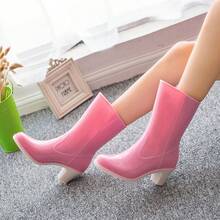 Women Rain Footwear - High Heels, Yellow (no Cotton) - View 1