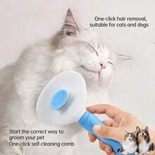 Bàn chải chải lông cho chó và mèo – Chức năng một nút bấm: loại bỏ lông, massage và làm sạch lông rụng – Nhẹ nhàng, không gây hư hại cho lông. - Nhiều màu - Xem 3