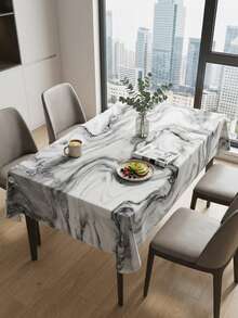 1 Stück abstrakte grau-weiße Marmor Textur Muster Tischdecke, vielseitiger künstlerischer Polyester Tischdecke mit Rüschenrand, farbbeständig, wasserdicht, knitterfrei, Tischoberflächen-Schutz, geeignet für verschiedene Anlässe, Frühjahrsdekoration, zeitgenössische Gartenfeste, modische Heimdekoration das ganze Jahr über, essenzielles Esszimmer- und Eventdekorationszubehör, Heimdekoration, Küche, Hochzeit, Bankett, Raumdekoration, Vintage-Dekoration - Verschiedenfarbig - Übersicht 14