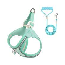 2件套小型犬软网胸背带及牵引绳套装,防逃脱训练背心,带反光条,可调节,适合小型、中型犬和猫 - 彩色 - 查看 20