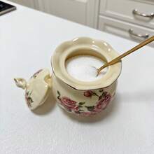 400ml Ceramic Seasoning Jar With Lid And Spoon, Kitchen Spice Canister For Salt, Sugar, Spices, Coffee, Suitable For Home, Restaurant, Cafe, Essential Gift For Valentine's Day And Christmas - Multicolor - View 9
