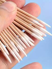 200pcs Portable Applicator Set, Suitable For Eyeliner, Nail Polish Remover, Cleaning Nail Crevices, Small Tip Wooden Pointed Design - Multicolor - View 5