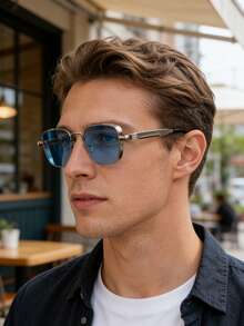 Gafas de moda con marco dorado retro y lentes verdes, con diseño de bisagras de resorte, adecuadas para hombres y mujeres, disponibles en varios colores, aptas para uso diario - Multicolor - Ver 11