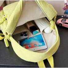 Women's Small Velvet Backpack, Stylish, Solid Color (Without Keychain) - Green - View 4
