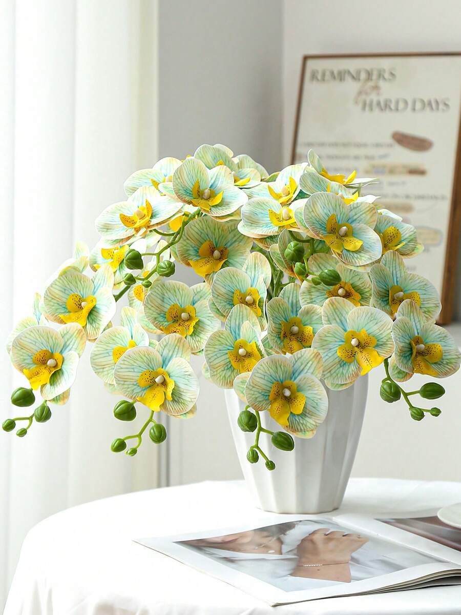 10/5/1支人造蝴蝶蘭花莖，70cm/27.56in逼真蝴蝶蘭花莖，裝飾絲綢蘭花；適用於客廳家居裝飾、情人節與母親節裝飾、女性禮物、婚禮裝飾、臥室裝飾、派對用品