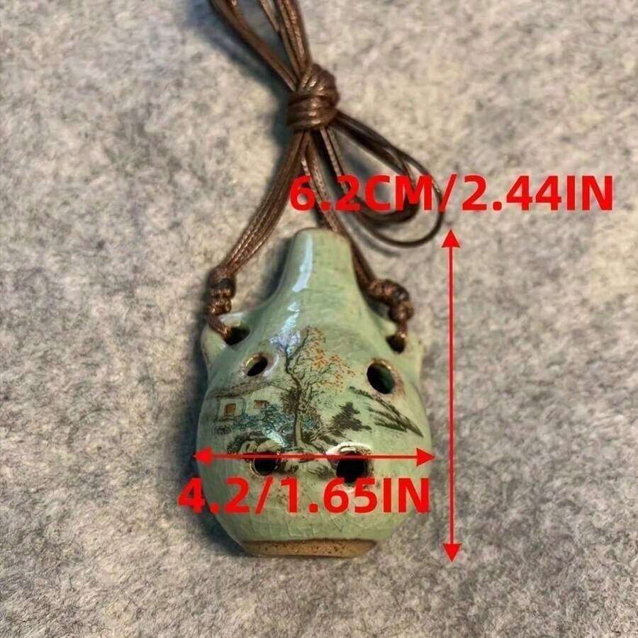 A Beautifully Handcrafted Antique Ocarina, Suitable For Use As A Musical Instrument, Decoration, Or Necklace.   Or As A Gift For A Friend.   From Jingdezhen, China - The World's Capital Of Porcelain - 1pc - Random Mode - View 1