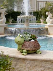 1pc Turtle Shaped Outdoor Garden Decor - Handmade Resin Planter, Mini Succulent Planter, Turtle Decor & Gift For Her, Small Succulent Planter, Suitable For Outdoor Water Garden, Perfect Gift For Outdoor Enthusiasts - Multiple Styles - View 5