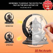 1 Bàn thờ thiền Shiva xoay phẳng 2D | Tượng thần Hindu bằng acrylic với đế sen, nốt nhạc, gậy ba mũi, thích hợp cho nhà cửa, văn phòng, phòng tập yoga - Trang trí tâm linh - A - Xem 7