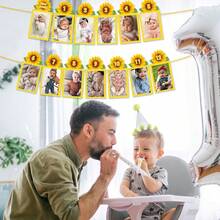 13 pièces Guirlande de photos de tournesol, décorations pour le 1er anniversaire de bébé garçons et filles, fournitures de fanions pour fête - Voir 6
