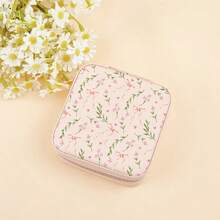 1 hộp đựng trang sức du lịch | Hộp đựng trang sức | Hộp đựng trang sức du lịch dành cho nữ | Hộp đựng trang sức du lịch | Hộp đựng trang sức họa tiết hoa | Hộp sắp xếp trang sức | Hộp đựng trang sức màu hồng - Cây cung - Xem 5