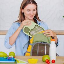 1pc Lunch Box With 3 Compartments, Microwave Bento Box, Suitable For Office, School, Picnic, Travel - Multicolor - View 8