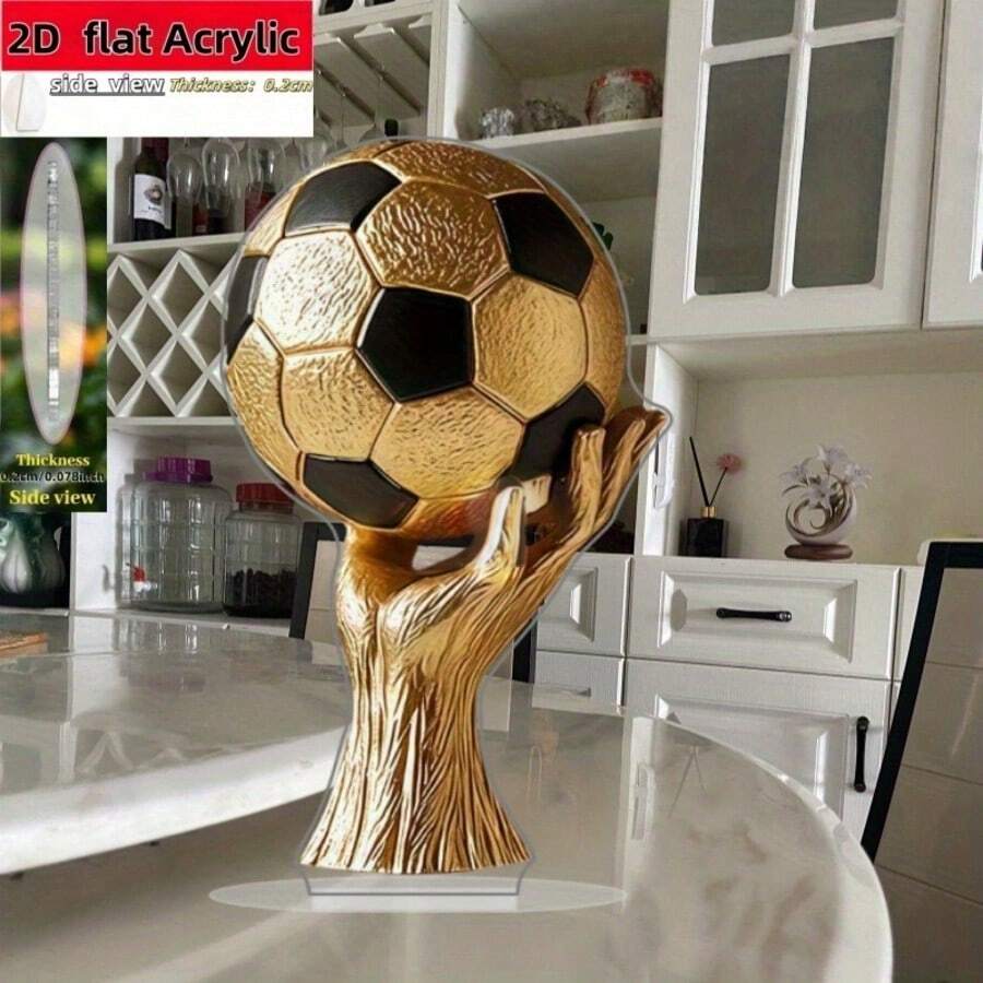 2D Flat Design Creative Football Decor, L-Shaped Acrylic Design. Suitable For Home, Countryside House, Living Room, Bedroom, Shop And Office. A Great Gift For Holidays And Various Occasions. - Multicolor - View 1