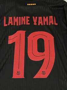 2425 Barcelona Away Yam/Al Long Sleeve 19 Football Jersey Breathable Quick Dry Training Jersey - Black - View 3