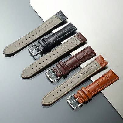 Includes Assembly Tools, Soft Watch Band, Genuine Leather Strap, Suitable For Replacing 12mm, 14mm, 16mm, 18mm, 20mm, 22mm, 24mm Watch Dials, Stainless Steel Buckle, Various Colors For Men And Women, Ideal Gift Choice