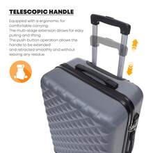 YONSLY 4‑Piece Suitcase Set 16/20/24/28 Inches With TSA Lock YKK Double Repair Zipper 4 Silent 360° Wheels Mesh Pocket Soft Rubber Handle For Trips - 深灰色 - 查看 7