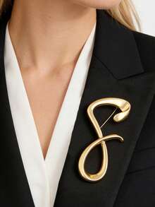 1pc Fashion Gold/Silver Asymmetric Infinity Symbol Metal Brooch Pin, Large Metallic Number 8 Brooch Jewelry, Suitable For Women Daily Wear - Silver and Gold - View 1