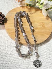 1pc Muslim Tasbih With 33 Shiny Silver Beads Pendant, Versatile Muslim Prayer Beads - Multicolor - View 4