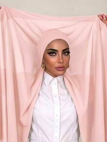 1 chiếc khăn trùm đầu chiffon may sẵn kèm mũ lót, chất liệu mềm mại, thoáng khí, thích hợp mặc hàng ngày, dự lễ hội, cầu nguyện, hành hương, có thể kết hợp với áo Abaya. - Nhiều màu - Xem 5