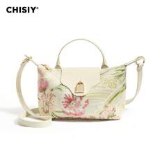 Original White Patchwork Floral Sequin Embroidery Handbag, French Girly Dreamy Tote Bag, 3D Floral Embroidery, Fashionable Commuter Socialite Style, Handheld/Shoulder/Crossbody, Suitable For Gifts, Shopping, Commuting, Parties, All Seasons - White - View 7