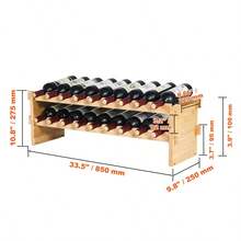 18 Bottle Stackable Modular Wine Rack Bamboo Wood Display Shelf 2-Tier - View 2