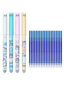24pcs New Cat-Themed Erasable Pens Set, Cute Macaron Colors, 0.5mm Refill, Magic Heat Erasable Neutral Pens, Suitable For Exams, Homework, Student Rewards - Multicolor - View 13