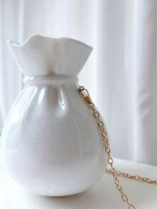 1pc Marble Pattern Vase, Acrylic Bag With Pearl Handle Design, Unique Mother's Day Gift, European Style Small Evening Bag Suitable For Party, Ball, Banquet - White - View 6