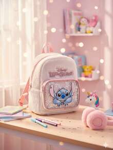 Ba lô mini nhồi bông Lilo & Stitch, túi đeo vai lông thú hoạt hình dễ thương với túi trước bóng bẩy, túi du lịch thường ngày hình nhân vật đáng yêu, quà tặng sinh nhật Giáng sinh cho người hâm mộ. - Nhiều màu - Xem 1