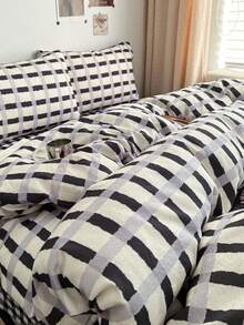 三件套涤纶极简复古印花床上用品套装,适合男孩/女孩宿舍,拉链封口,四季皆宜,柔软透气,适用于宿舍床、单人床、双人床、特大号床,可机洗(1个被套,2个枕套,不含填充物) - 彩色 - 查看 9