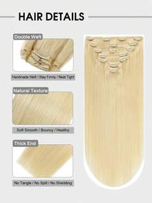 Tóc nối kẹp SUYYA 14 inch làm từ tóc người Remy tự nhiên, màu vàng bạch kim, tóc thật thẳng mượt, dành cho nữ. - S613 - Xem 3
