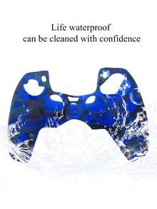 1 Set 5 Controller Cover + 8pcs Joystick Caps, Water Transfer Printing Design, Anti-Slip Anti-Scratch Anti-Sweat To Enhance Gameplay, Bottom Opening For Charging Dock - View 7