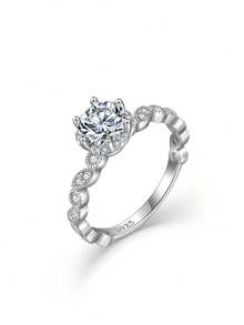 Anello in argento sterling S925 con moissanite, regalo per proposta di matrimonio, anniversario, San Valentino per lei, minimalista e versatile per uso quotidiano - Bianco - Visualizzare 13