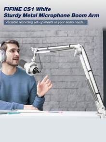 FIFINE CS1 White Microphone Suspension Boom Arm Stand, Swivel Mount With 3/8" To 5/8" Adapter, Suitable For FIFINE AM8, K688, A8, A6V, For Voiceover, Gaming, Recording, Studio, Home Office - White - View 9